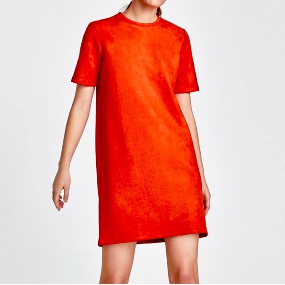 Zara Orange Faux Suede Dress